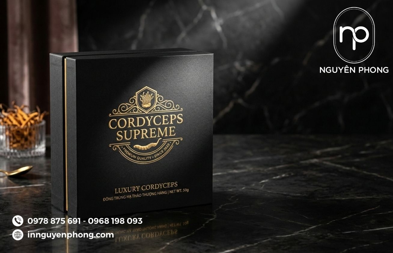 Mẫu hộp cứng đựng đông trùng hạ thảo cao cấp 